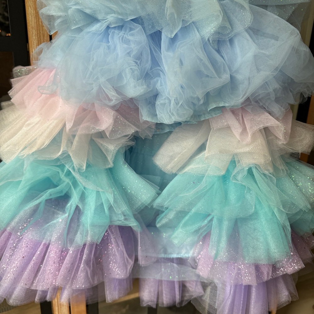 Itty Bitty Toes dress tulle Arabella Unicorn Gown toddler birthday bow glitter - Picture 5 of 9